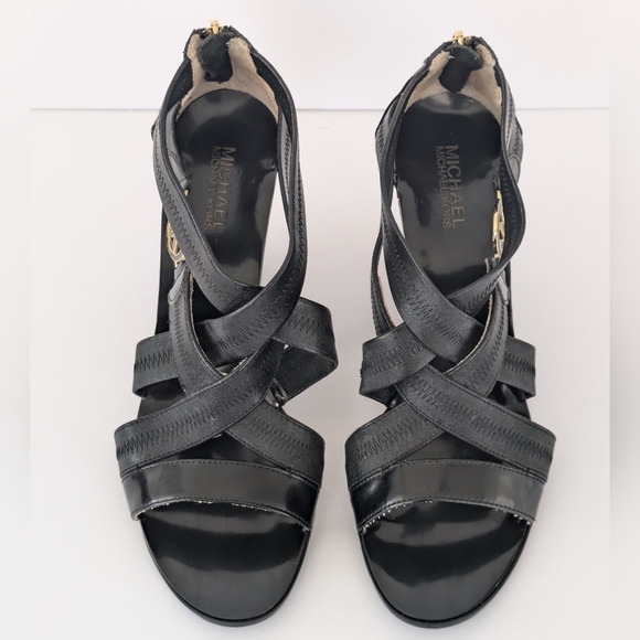 Michael Michael Kors Women's Size 9.5 Robertson Strappy Cross Strap Cone Heels - Picture 5 of 16
